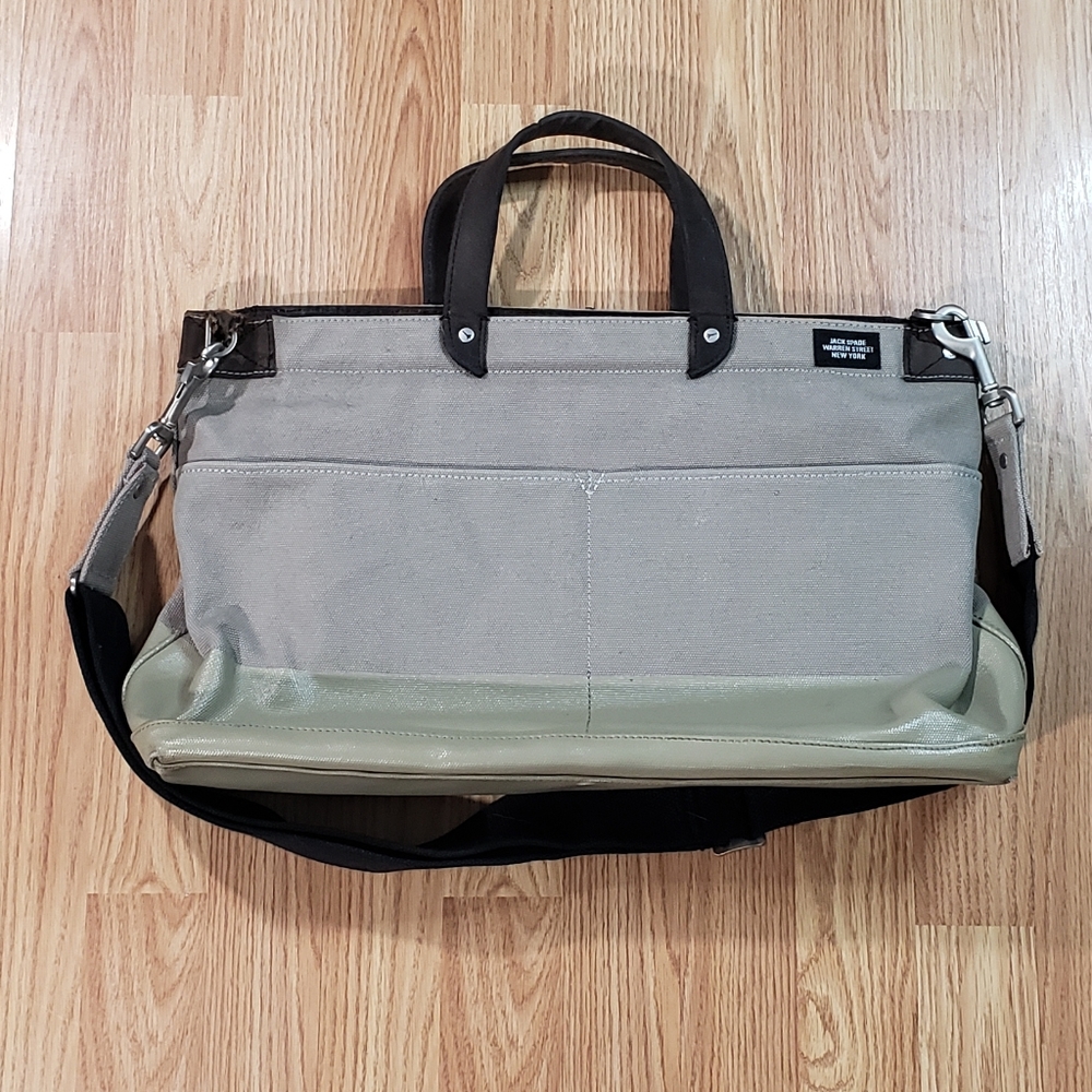 Jack Spade Tote Handbag Business Laptop Storage Pockets Depth Men's Waxed Canvas